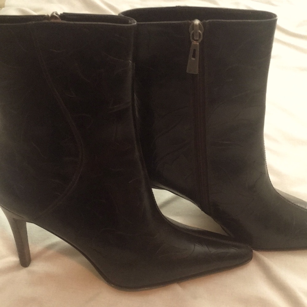 Lord & Taylor Dark Brown Embossed Ankle Boots